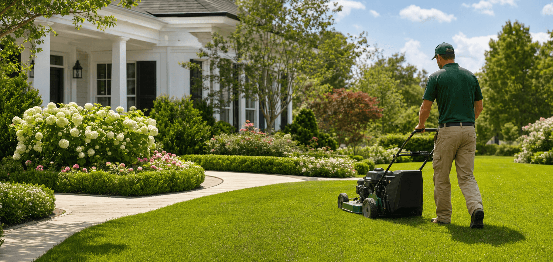 Landscape professional caring for a residential property